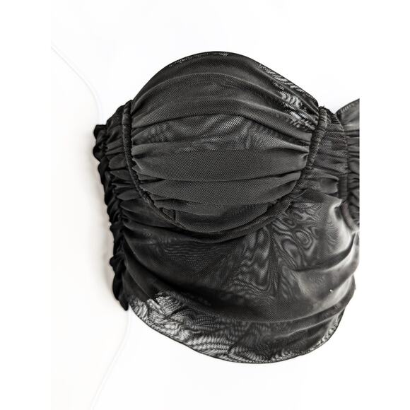 Black Strapless Bustier Corset Tulle Crop Top Nocturne - Picture 5 of 12